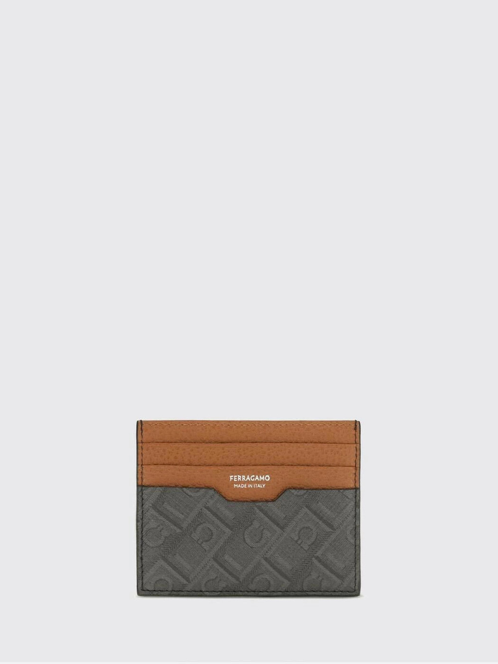 Salvatore Ferragamo Card Holder Wallet Leather Gray